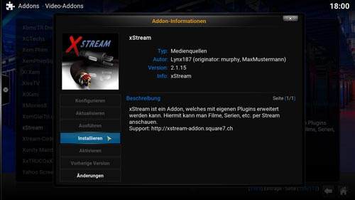 installation von xstream mit kodi und superrepo